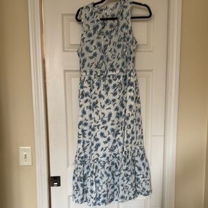 Floral Blue Sleeveless Dress